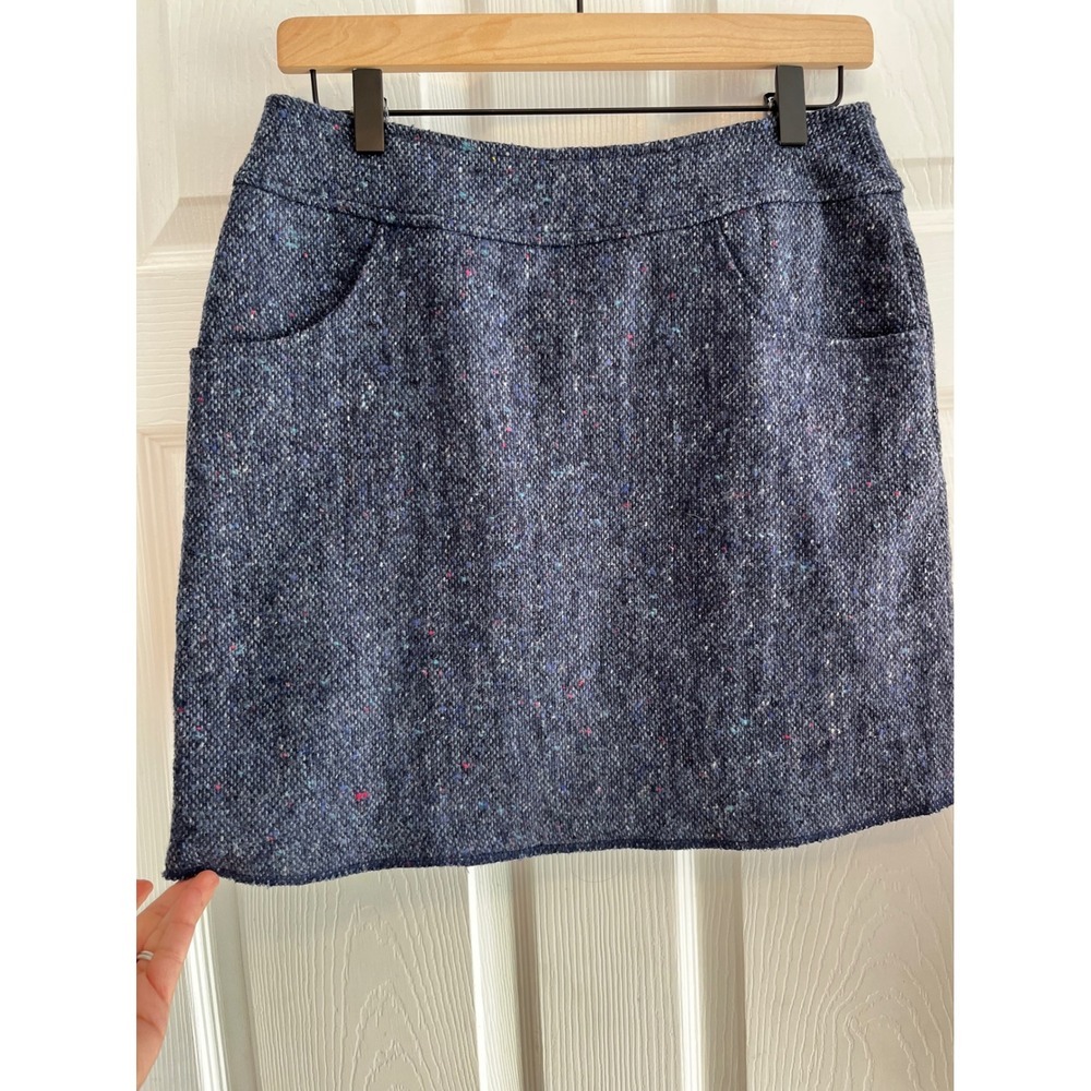 Express Tweed Mini Skirt with Pockets Blue‎ Textured Casual Career Preppy